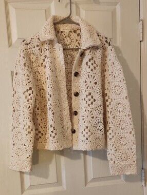Treasure & Bond Cream Crochet Ladies Jacket Sz XS